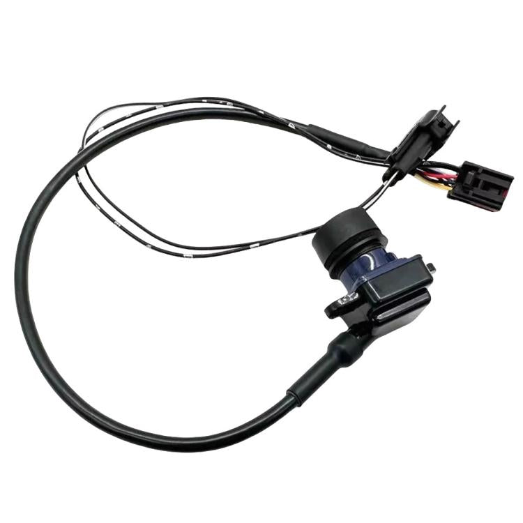 Rear view reversing assist camera with wiring harness and multi-pin connector