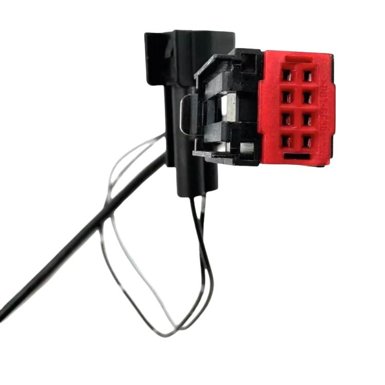 Camera wiring connector adapter with red and black multi-pin plug