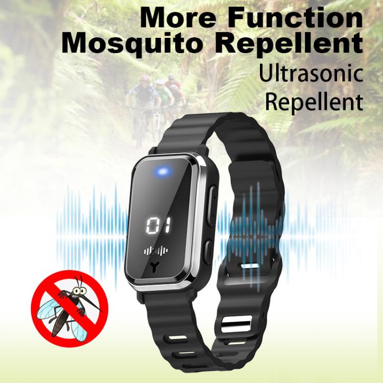 Black rectangular bracelet watch with glowing display and silicone strap
