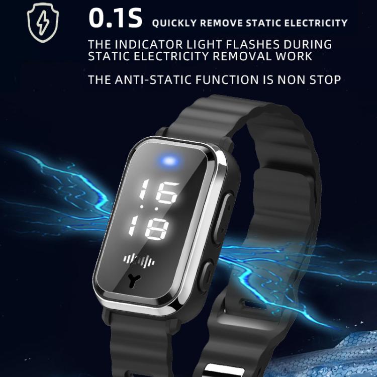 Black bracelet watch with illuminated screen and side button controls