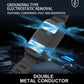 Black antistatic bracelet watch with blue electrical glow across the band