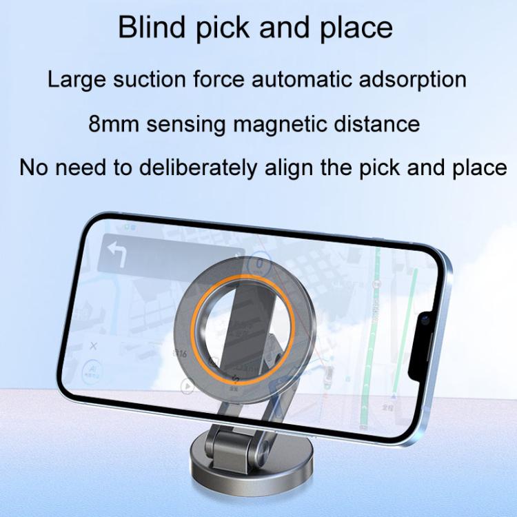 Magnetic phone holder shown with smartphone attached to the circular mount.