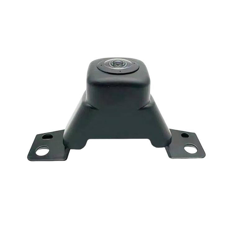 Front auxiliary camera with two side mounting brackets and centered lens, black housing
