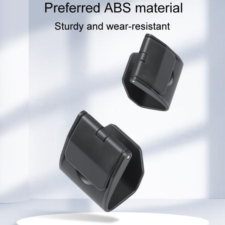 Dark gray folding glove box hidden hook, angled view