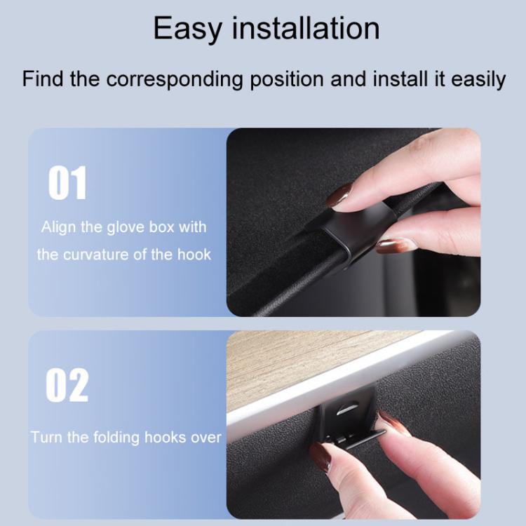 Glove box hidden hook installation, hand flips hook into place