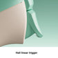 Wireless gaming controller trigger/lever close-up on mint green body