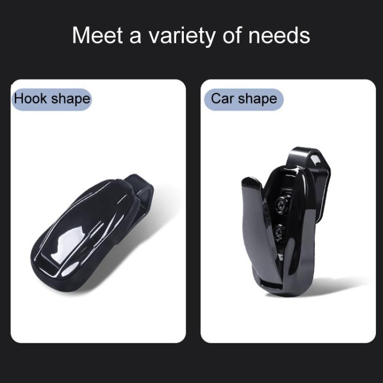 Concealed glove box hooks in black glossy finish, two styles shown