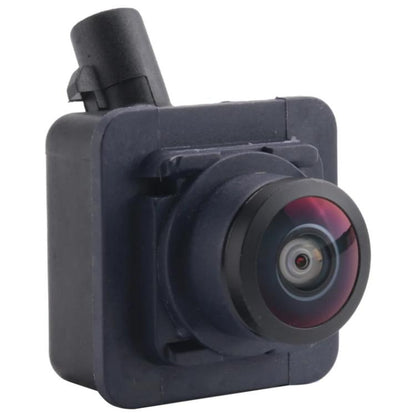 Black rear view backup camera module with wide lens and protective housing