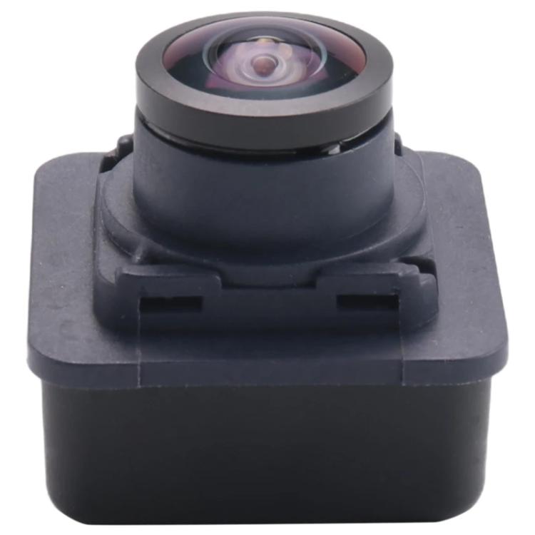 Black backup camera module with circular lens and front mounting base