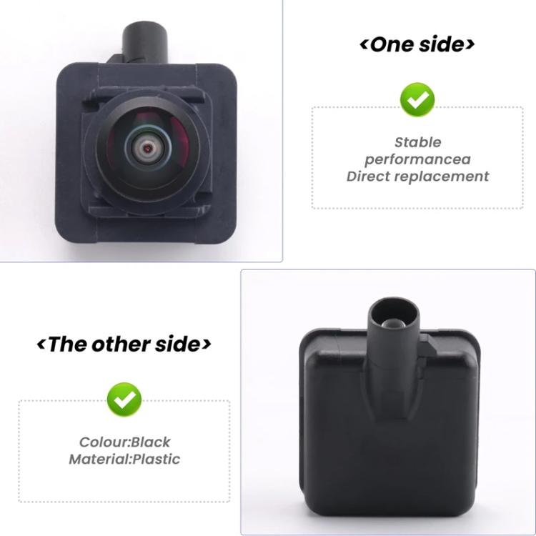 Black backup camera module showing front lens and rear mounting housing