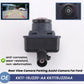 Black rear view camera with protective lens housing and side cable connector