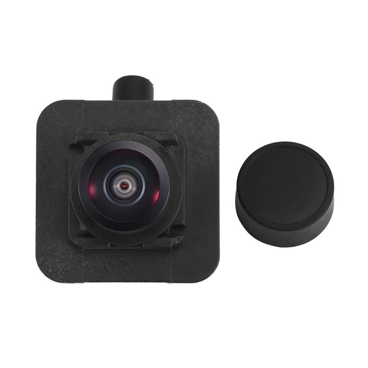 Black rear view reverse assist camera with square housing and visible lens