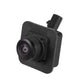 Black rear view reverse assist camera with angled lens in square housing