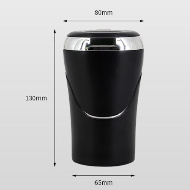 Black car ashtray with lid, size diagram showing 80 mm height and 65 mm width