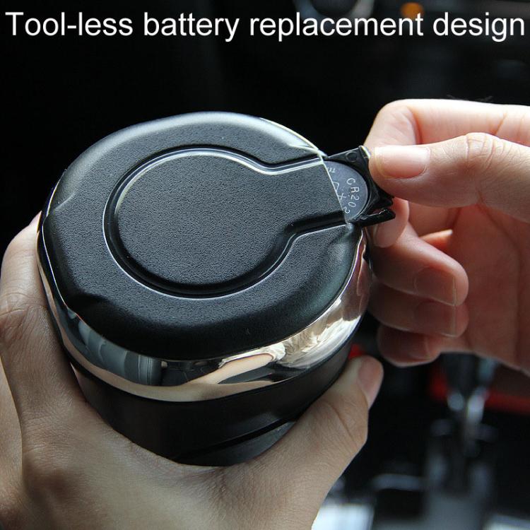 Black ashtray lid with hand opening cover for battery replacement access
