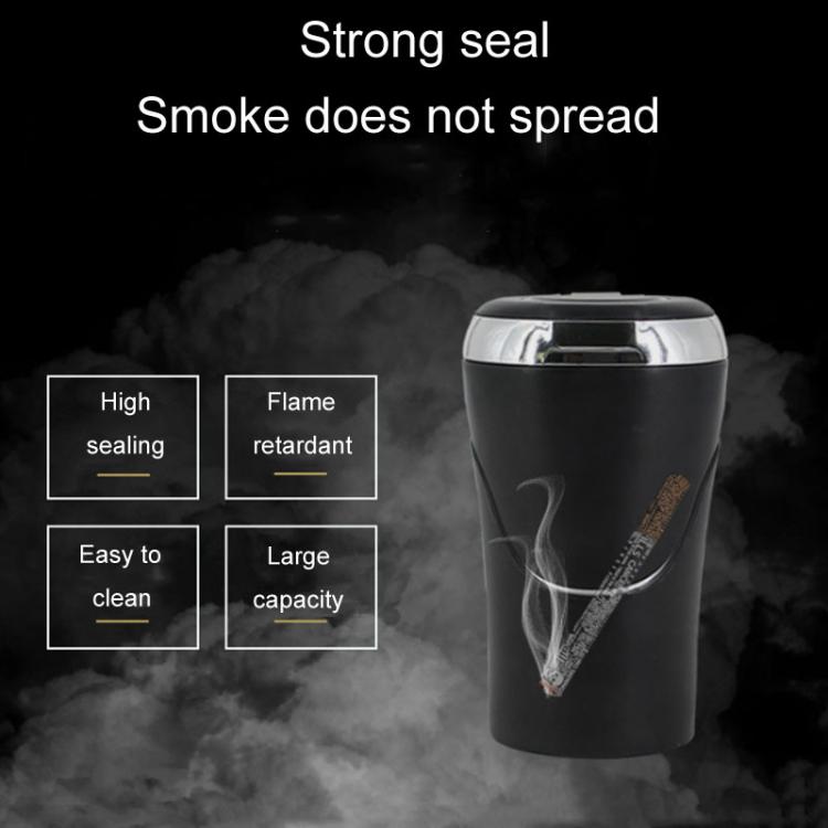 Black car cigarette ashtray with sealed lid and built-in blue light