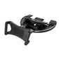 Car CD-slot phone holder with black clamp arms and cradle, phone mounted sideways.