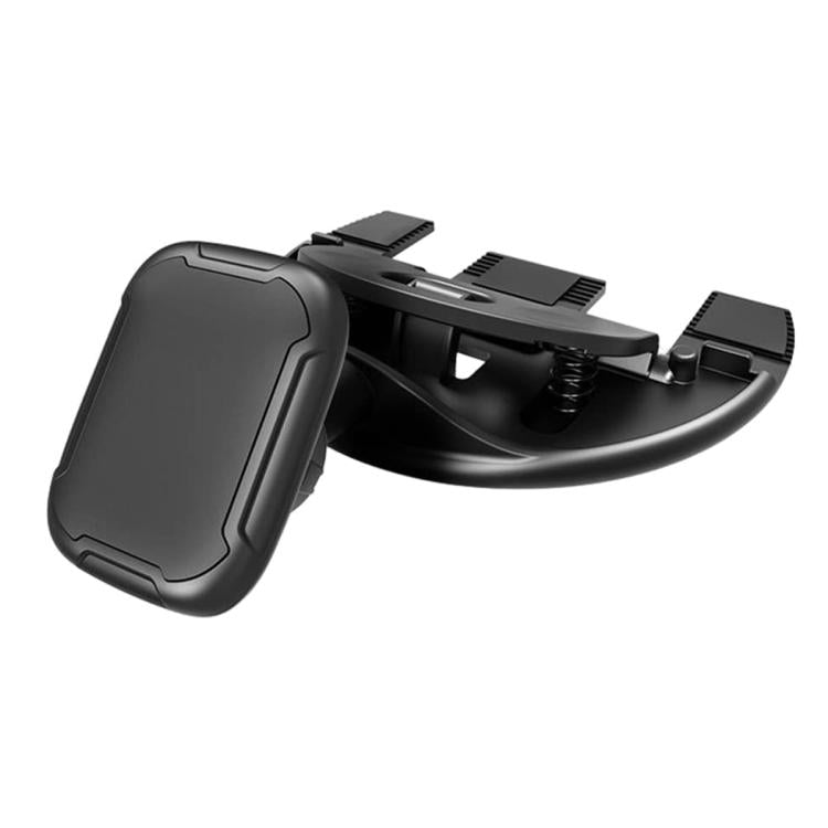 Car CD-slot phone holder with dark gray phone mount and black cradle, clip-style.