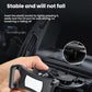 Car CD-slot phone holder locked in place by hand, clip arms securing the port.