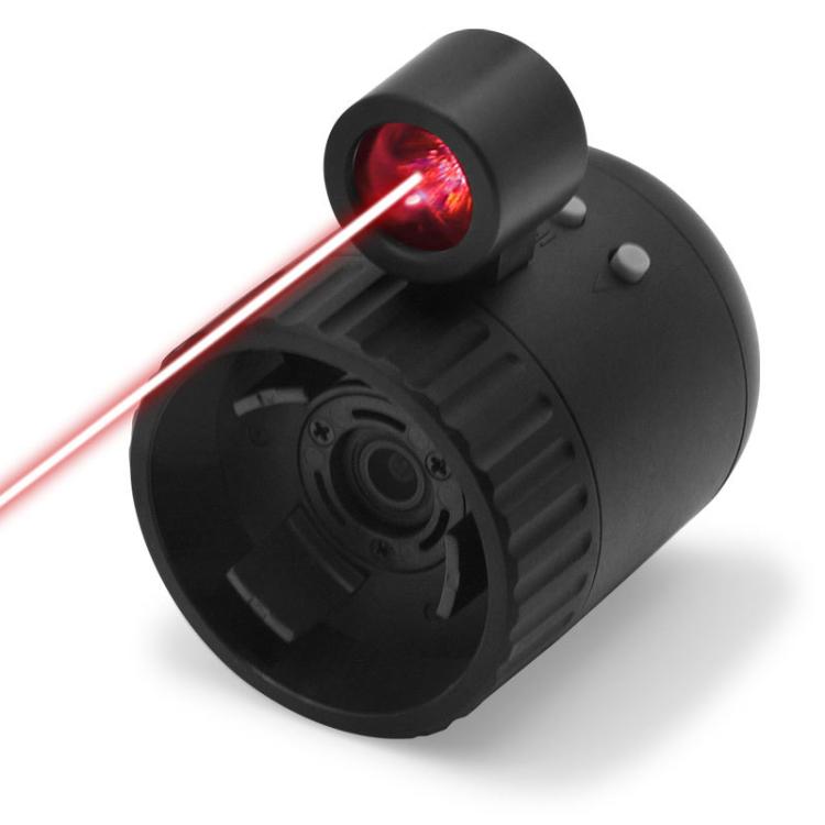 Black night vision monocular showing red IR laser emitter and front lens