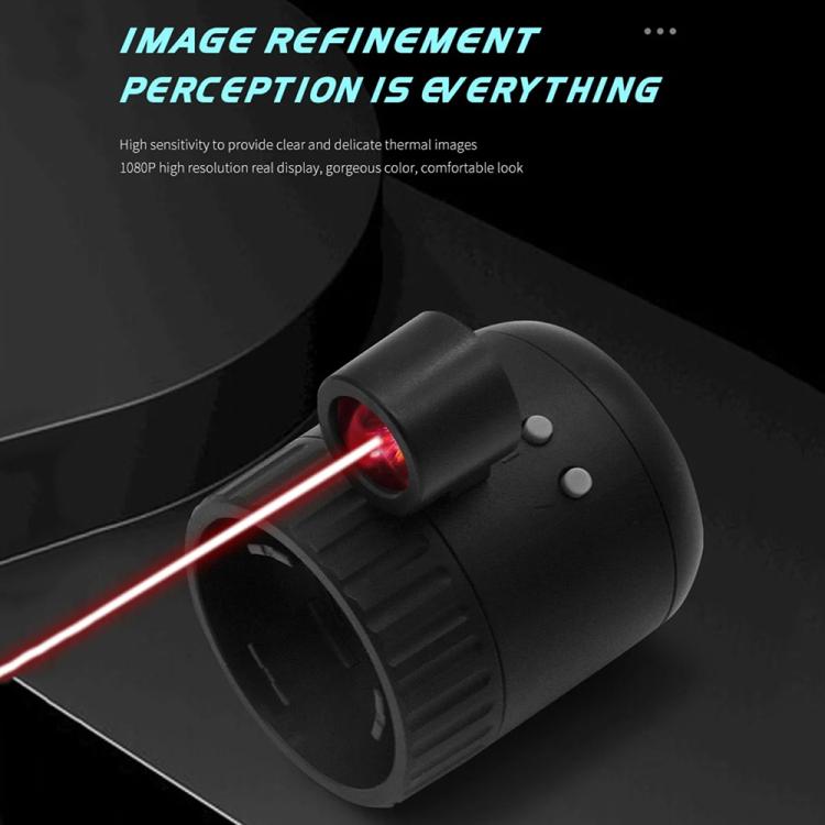 Black night vision monocular with red laser emitter and two front control buttons