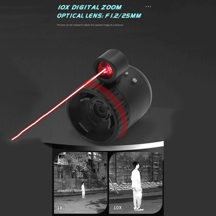 Black night vision monocular with red laser emitter and front lens housing