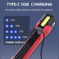 Red COB work light with Type-C charging port and battery power indicator