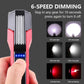 Red COB work light with multiple dimming levels and flashing light modes