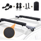 Black roof rack surfboard cushions with mounting straps, buckle pieces, and storage bag