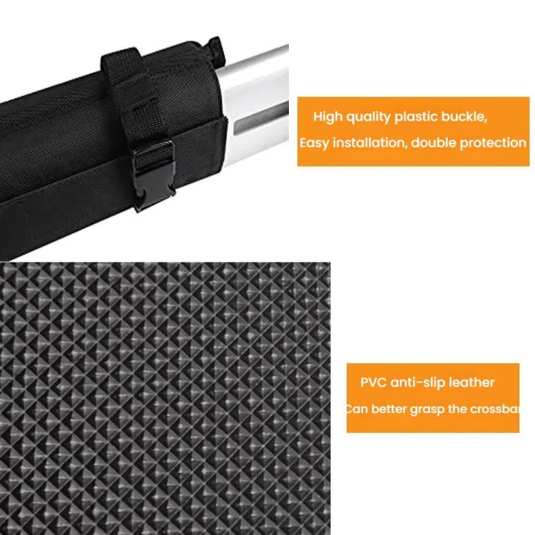 Black PVC anti-slip surfboard roof rack cushion with plastic buckle and diamond grip texture