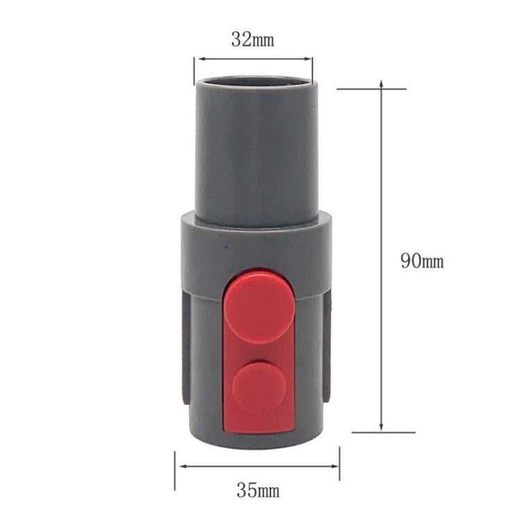 Gray 32mm hose adaptor, 90mm tall, for Dyson V7/V8, with red control panel