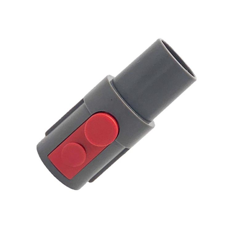 Gray vacuum hose adaptor with red dual-button panel for Dyson V7/V8, 32mm fit