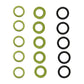 Sealing ring set with 15 O-rings in light green and black