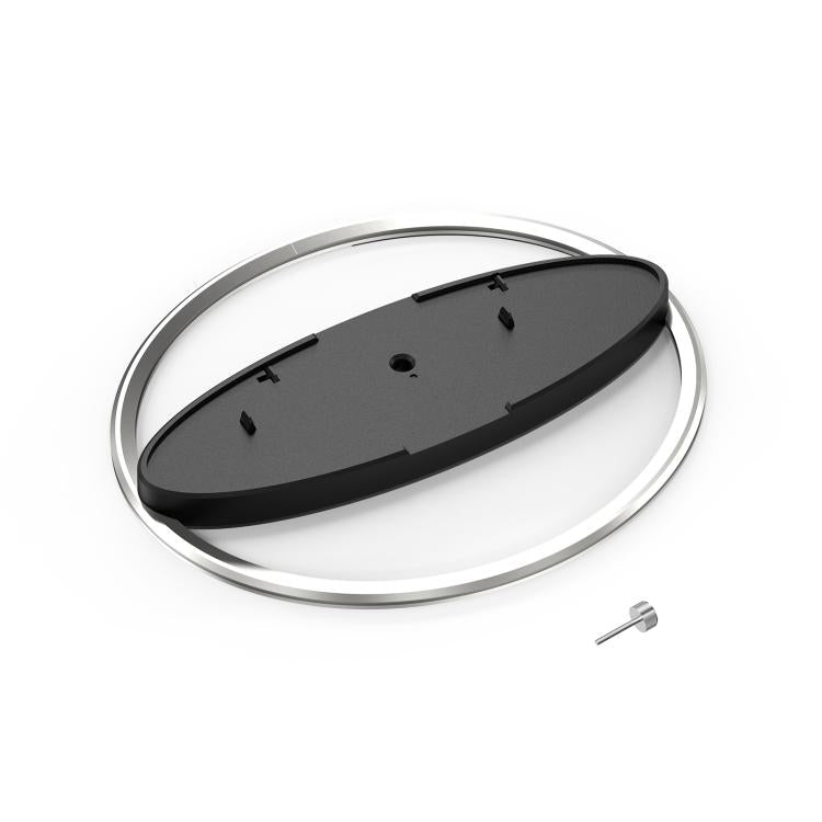 Vertical PS5 console stand base with non-slip oval pad and screws