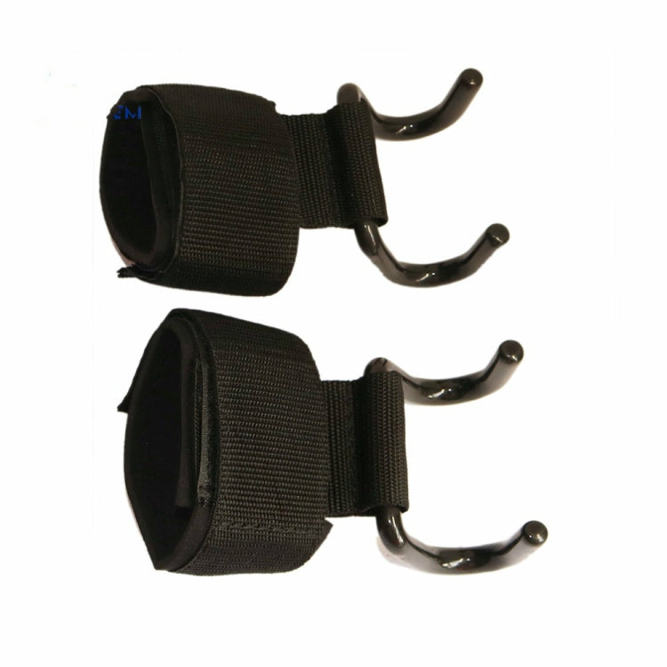 Two black pull-up booster belts shown from side with metal hooks and wide strap pads