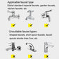 Faucet adaptor compatibility examples for standard taps, shown with check marks