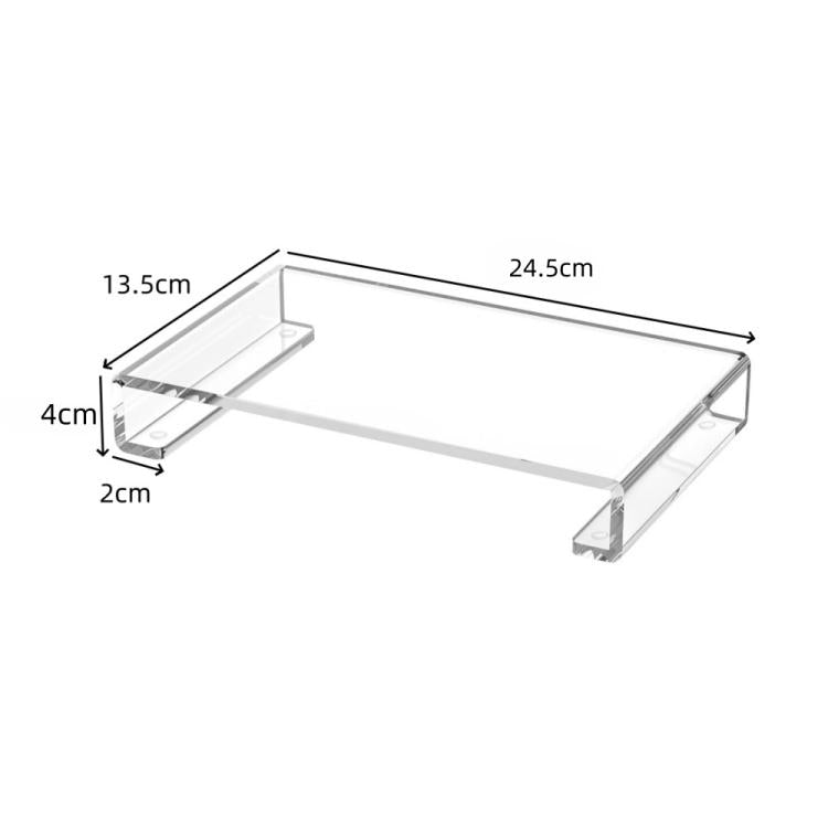 Clear acrylic tray base storage rack with dimensions 24.5 cm x 13.5 cm