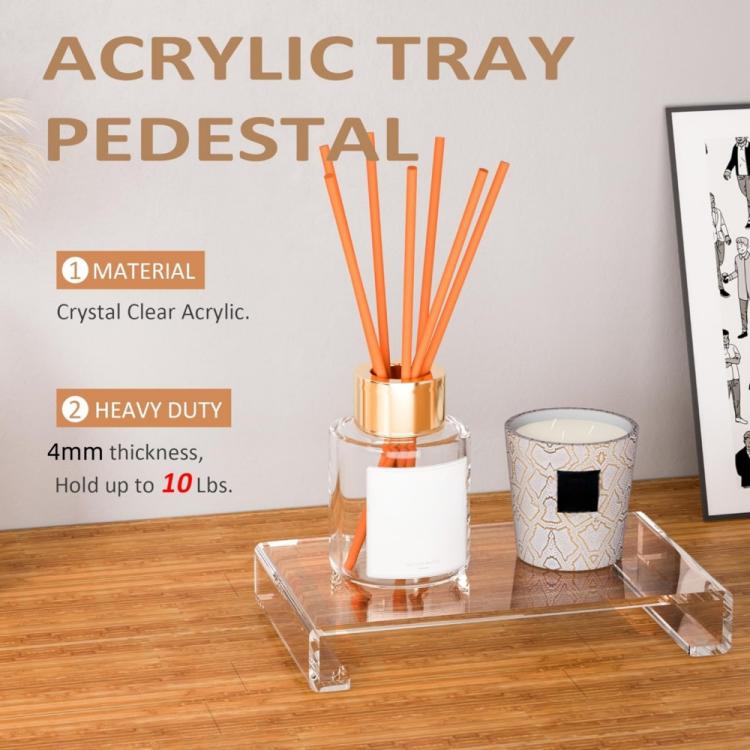 Clear acrylic tray base storage rack with bottle holder and diffuser base