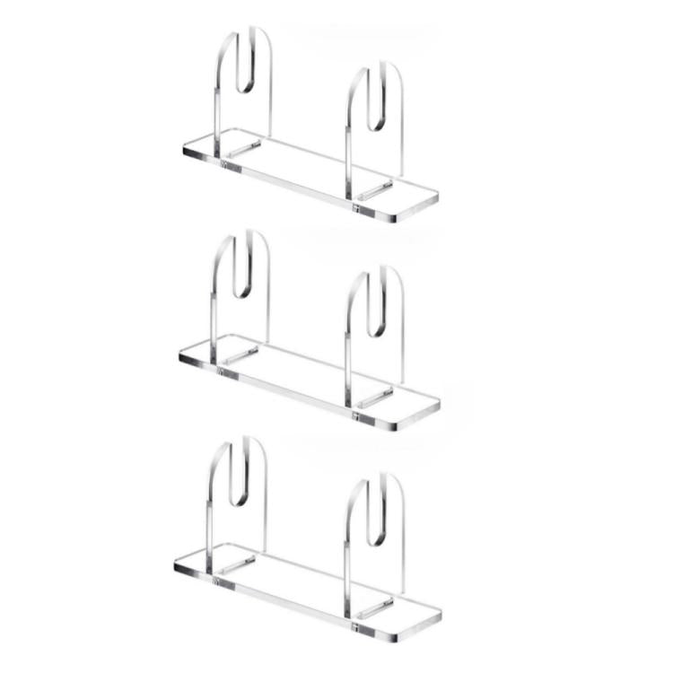 Set of clear acrylic folding fan display stands with two U-shaped holders