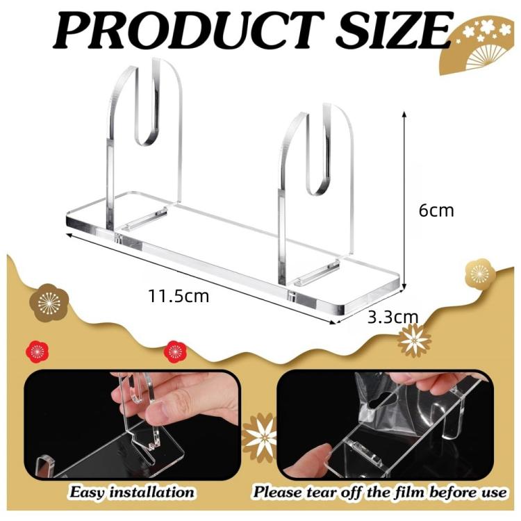 Clear acrylic folding fan display stand with two U-shaped holders and base