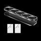 Five-hole acrylic bottle stand with metal frame, angled view