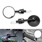 Folding round rearview mirror set with black clamp mounts and clear mirror faces