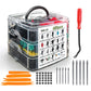 Car retainer clip kit organizer with 680 clips, orange pins, and red pry remover tool
