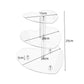 Three-tier heart-shaped acrylic cupcake stand with tier size measurements