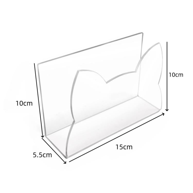 Cat-shaped acrylic desktop mail rack, 15cm wide, 10cm high, 5.5cm deep