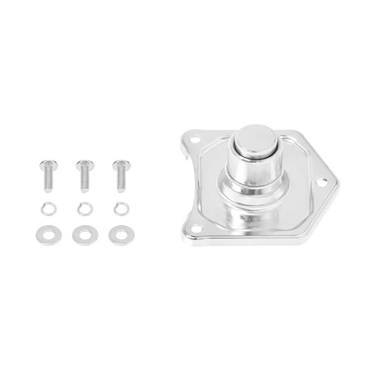 Starter switch solenoid valve cover in chrome with mounting plate, cap, and screws