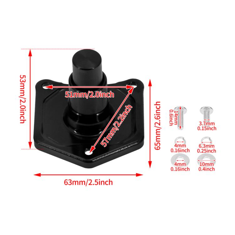 Black starter switch solenoid valve cover with raised cap and corner mounting holes
