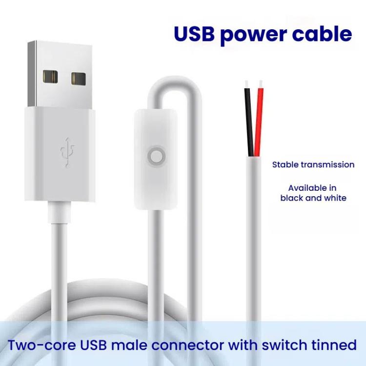 White USB power cable with inline switch and two-core output wire