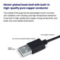 Black USB plug end on power cable with inline switch and two-core conductor wire