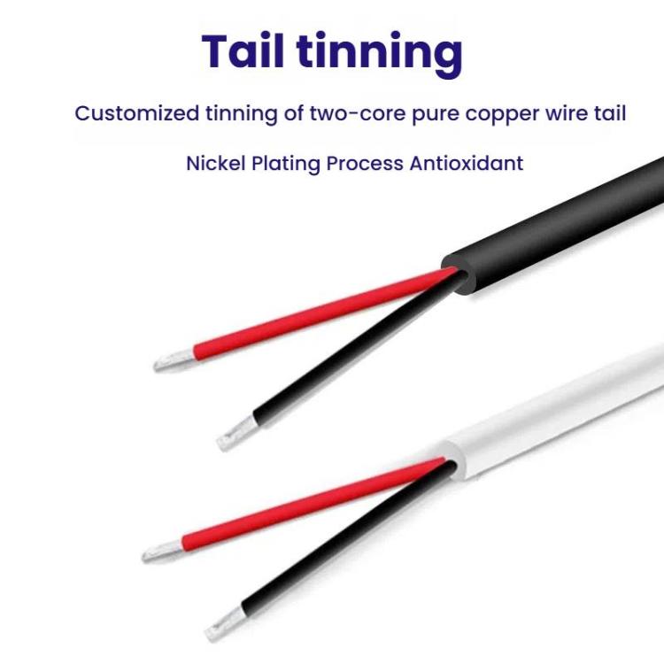 Power cable wire pair showing red and black inner cores under jacket